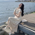 Women's Summer New Chinese Zen Lace Embroidered Dress + Skirt 2-Piece Set 2026 - Apricot Cover-up + Skirt (Two-Piece Set)