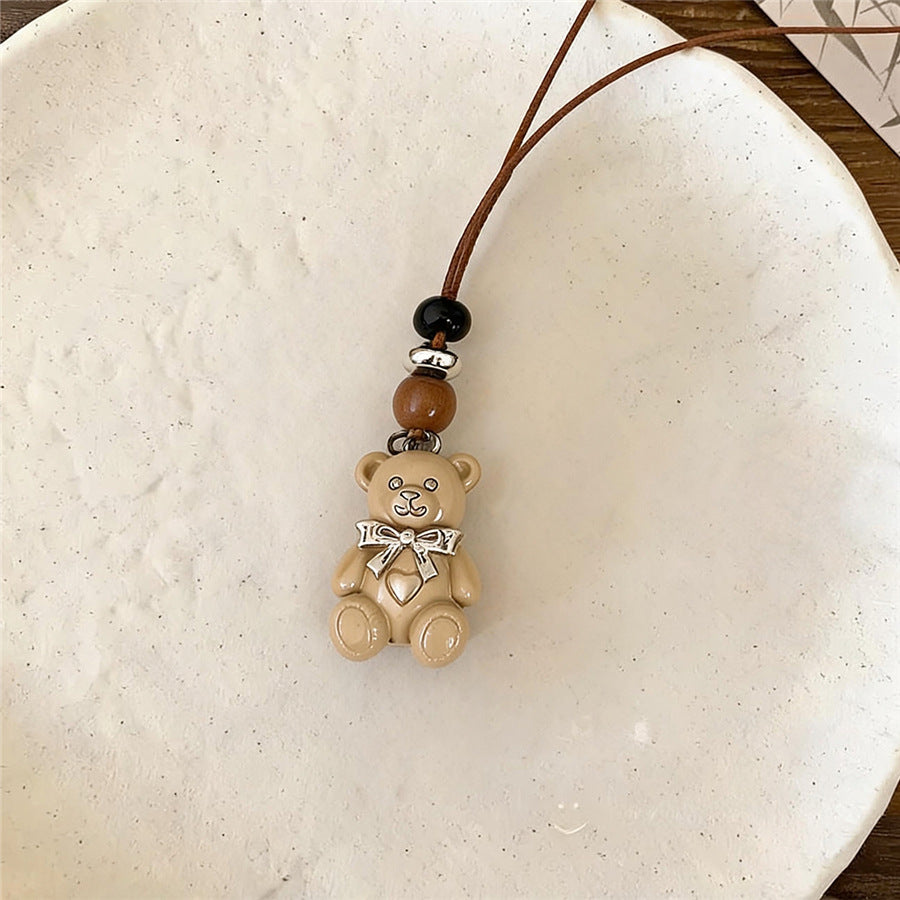 Cute Teddy Bear and Bow Pendant Necklace - view 8