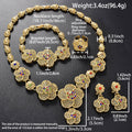 Overseas Bestseller Dubai 18K Gold Flower Huawei Beauty Necklace Earrings Set Ring Bracelet Set Style Knot Wedding Banquet Jewelry Set