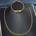 Western Hip-Hop Geometric Round Ring Curve Brand Bracelet Necklace Set Stainless Material Coated 18k Gold Accessory Set