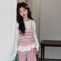 Girls' Striped Knit Vest 3-Piece Set