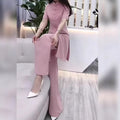 Spring Chinese Elegant Frog Button Mid-Length Long Wide Leg Pants 2-Piece Set