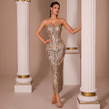 Women's Strapless Sequin Embellished Slim Fit Waist-Cinching Bodycon Premium ...