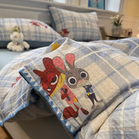 Shell Edge Cute Friends / 0.9m Bed - 3-Piece Flat Sheet - Fits 150x200cm Duvet