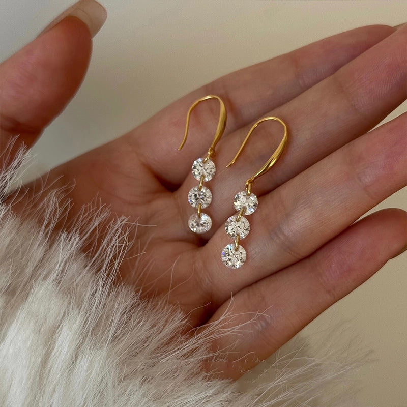 Sparkling Zircon Tassel Hook Earrings - view 2