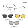 Beesfen 8899ZM Magnetic Fit-Over Glasses Frame 3 Combo One Polarized Big Face Prescription Glasses Men Sunglasses