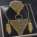 Amazon Overseas Fashionable Western 18K Gold Net Form Fringe Necklace Bracelet Set Earrings Ring Banquet Set