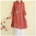 Women's Spring-Summer New Chinese Ethnic Embroidered Loose Mid-Length Long Shirt 2026 - Green