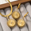 Overseas Fashionable Round Helm Pendant Knife Lens Chain Necklace Earrings Set Simple Western New Versatile 2-Piece Set