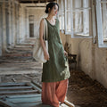 Women's Fall Chinese Ramie Linen Cotton Frog Button Lightweight Dress 2026 - As Pictured