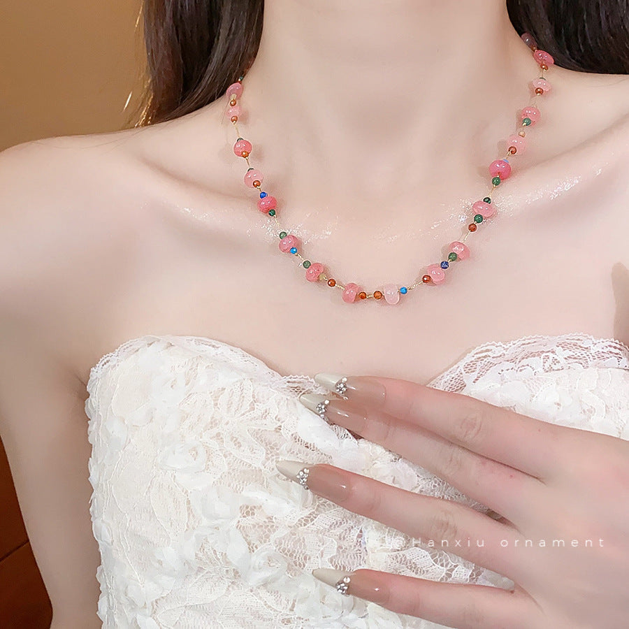 Stainless Steel Glass Bead Necklace - view 3