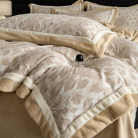 Leopard Coffee Champagne / 1.5m Bed - 4-Piece Flat Sheet - Fits 200x230cm Duvet