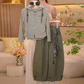 Girls' Hooded Base Top & Wide-Leg Cargo Pants Set