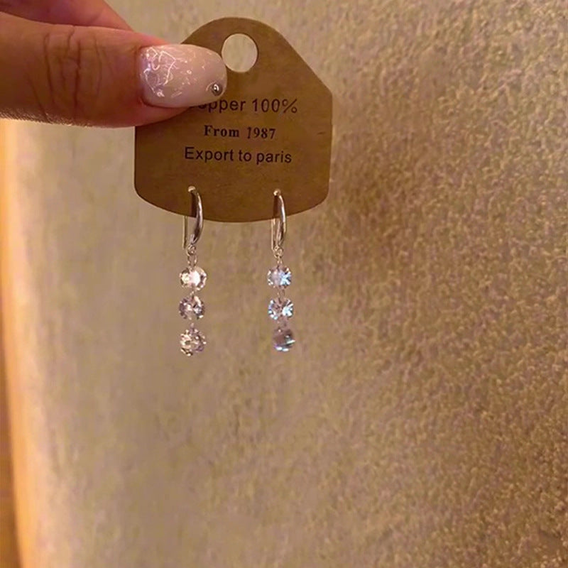 Sparkling Zircon Tassel Hook Earrings - view 3