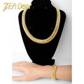 Western New Retro Pair Spliced 18K Thick Twist Necklace Bracelet Set Women ins Accessory Wholesale