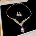 French Imperial Breeze Rhinestone Geometric Teardrop Necklace Set Fashionable Clavicle Chain Light Luxury Premium Necklace Women