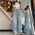 Spring-Summer Embroidered High Waist Loose Wide Leg Straight Leg Pants