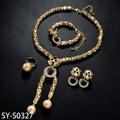 Overseas Set New Western Fashionable Party Leopard Cubic Zirconia Fringe Necklace Bracelet Set Earrings Ring Jewelry Set