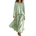 Retro Casual Long Sleeve Skirt + Top 2-Piece Set