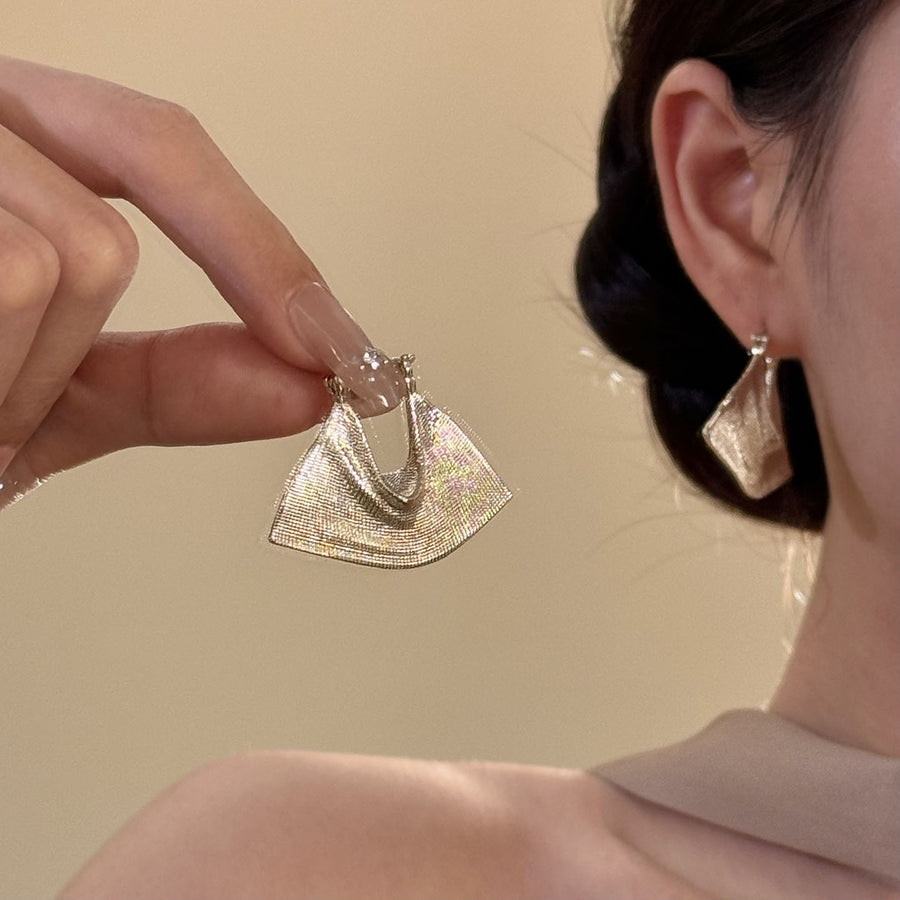 Oversized Textured Gold-Tone Hoop Earrings - view 2
