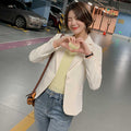 Women's Fall Professional Korean Long Sleeve Fitted Cropped Blazer 2026 - White