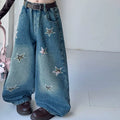 Girls' Lace Trim Faux Layered Vest Star Denim Set