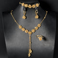 Overseas Dubai Middle East Flower Fringe Handmade Necklace Bracelet Set Earrings Ring India Women Banquet Jewelry Set