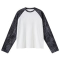 ARTIE Unisex American Retro Leopard Print Cropped Slim Fit Raglan Puff Sleeve T-Shirt