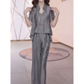 Summer Office Fashion Plus Size Shirt Set