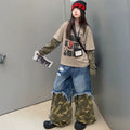 Girls' Faux Layered Camo Tee Wide-Leg Pants Street Set