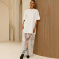 Plus Size Lace Dress - Slimming European Style Casual Solid Color Summer Dress