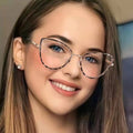 Anti-Blue Metal Triangle Cat-Eye Plano New ins Glasses Frame Overseas Fashionable Gift Light Frame Photochromic