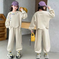Girls' Hoodie and Sweatpants Two-Piece Set - Fall 2026 Sporty Style