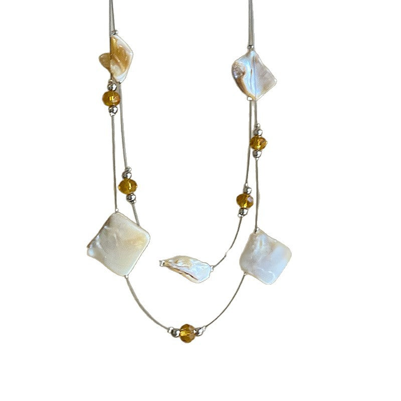 Beach Shell Glass Bead Double-Layer Necklace - view 5