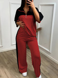 Spring-Summer Sporty Casual Wide Leg Pants 2-Piece Set