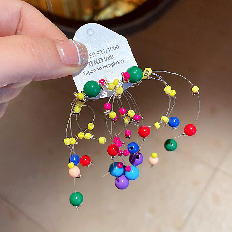 Colorful Star Tassel Drop Earrings - view 9
