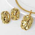 Overseas Western New Contour Shiny Texture Pendant Asymmetric Niche Design Minimal Necklace Earrings Set