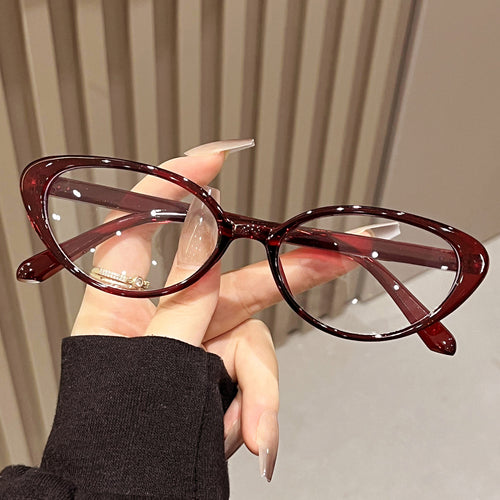 Red Small-Frame Cat-Eye Plano Women Premium 2025 New Retro Bare Face Influencer Blue-Light Glasses Frame