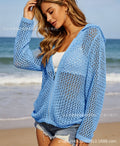 Summer Fashion Knit Long Sleeve Hollow-Out Set