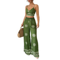 Women's Summer Printed Wide Leg Camisole Set 2026 | 2 Piece Outfit Set - Green