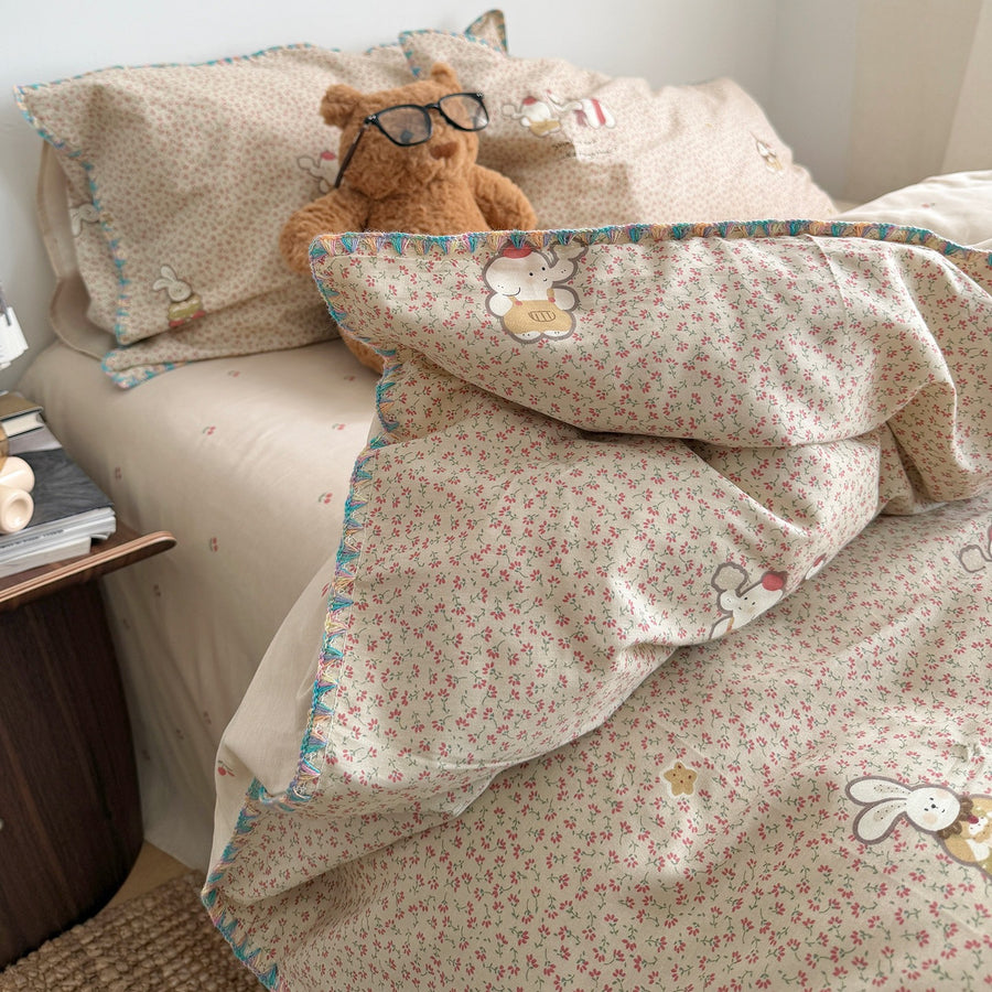 Seine Riverbank Bunny Floral Cotton 4-Piece Bedding Set with Scalloped Edge - view 4
