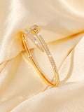 10K Flower Tube Four Leaf Clover Width Slim Cut Bangle Copper Coated 18K Gold Fashionable Versatile Full Diamond Bracelet Light Luxury Elegant Hand Jewelry