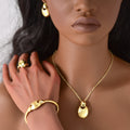 Overseas Dubai Gold 18K Bride Knot Wedding Western Personality Necklace Bracelet Set Earrings Banquet Accessory Set