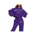 Fashion Plus Size Lined Printed Letter Print Hoodie Set