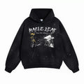 Men's Fall/Winter Streetwear Retro 450G Splatter Print Spray-Dye Distressed Printed Ripped Hoodie