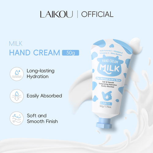 跨境新品LAIKOU牛奶护手霜50gHand cream补水保湿滋润手部肌肤