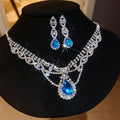 Edinburgh Rose Quartz Full Diamond Heavy-Duty Teardrop Jewelry Set Banquet Luxury K Gold Necklace Light Luxury Niche Necklace