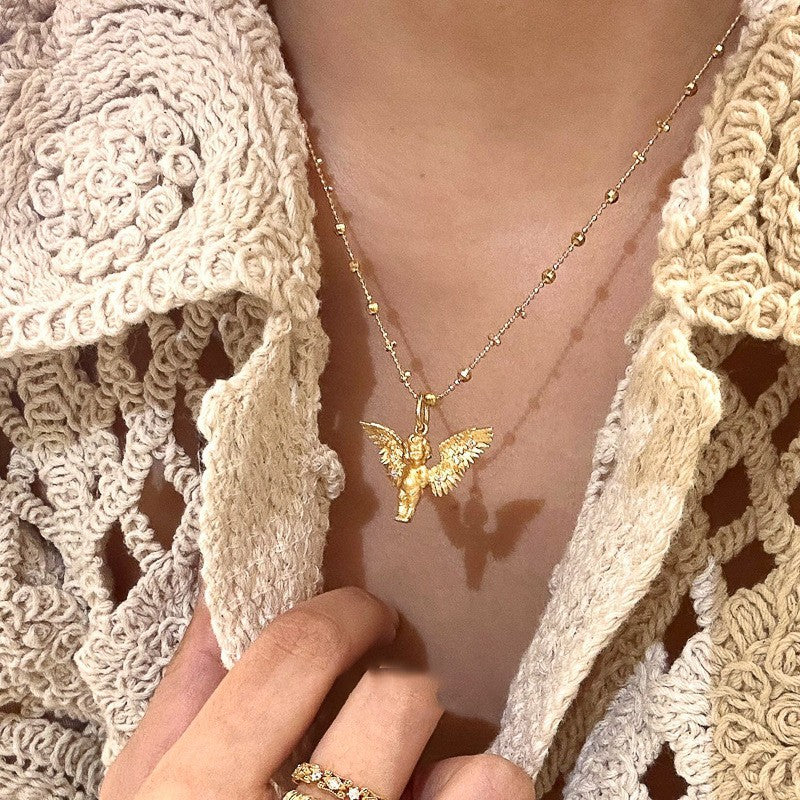 Vintage Gold Wing Pendant Necklace - view 5