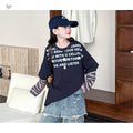 Girls' Faux Layered Long Sleeve Tee & Diaper Look Jeans Set