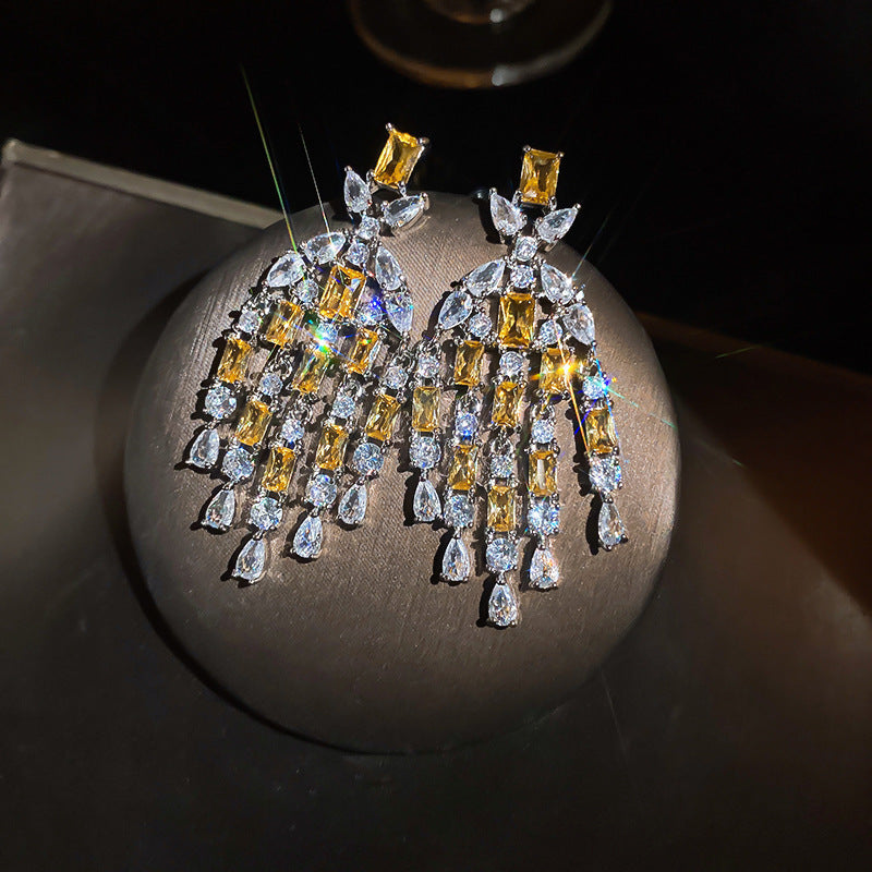 Rhinestone Flower Pearl Statement Earrings - view 8